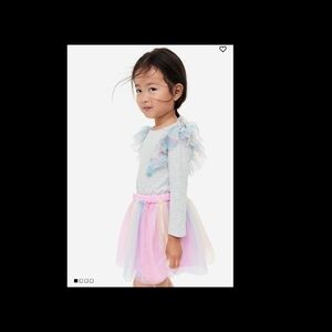 Girls Brand New Floune Trimmed Tulie H&M Set Top Sz 8/10 Skirt 6/7